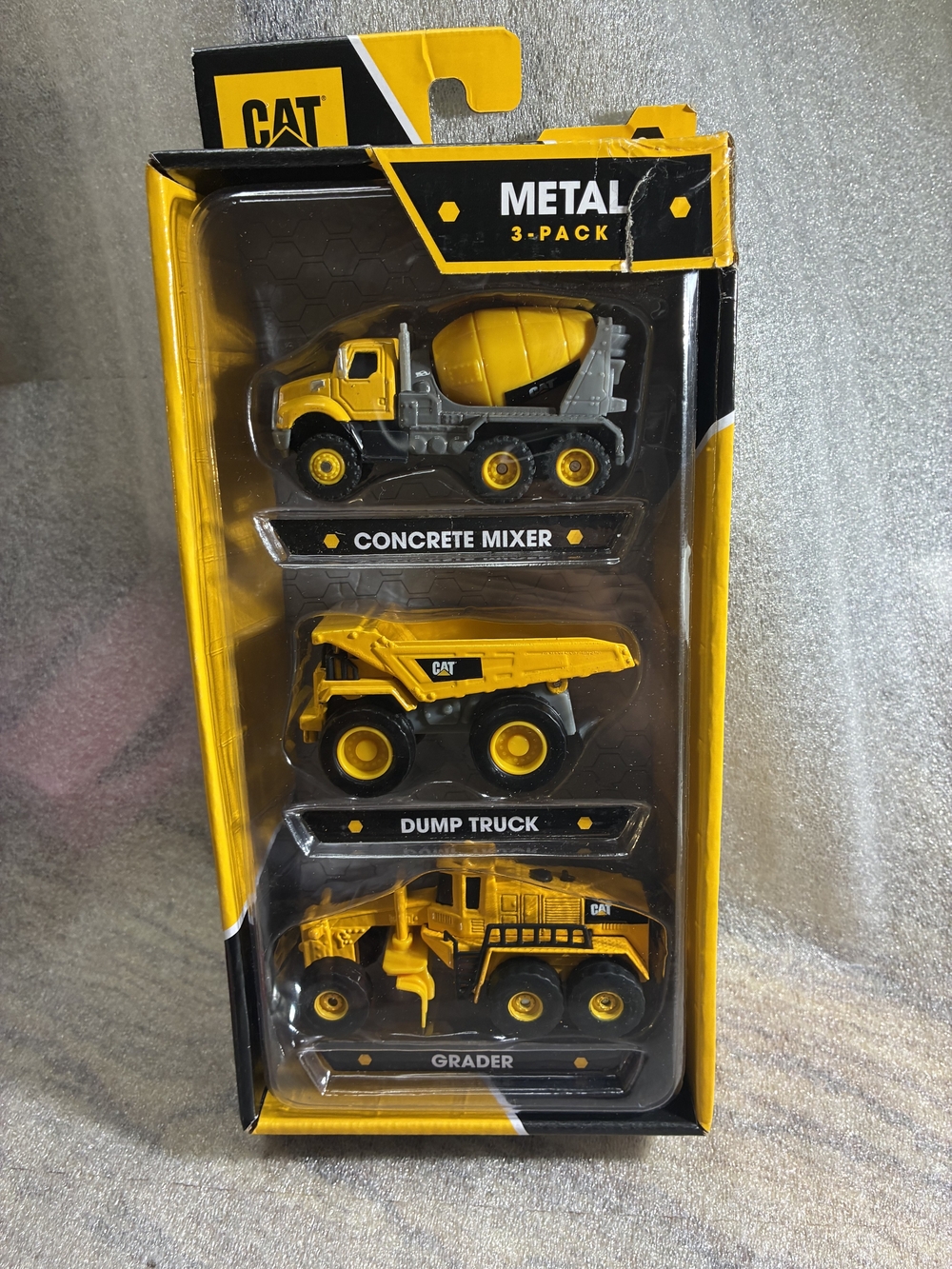 Yellow Metal Construction Trucks 3-Pack - Kids Toy Set